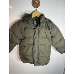 Vintage Polo Ralph Lauren Boys Green Down Puffer Jacket Sz 4